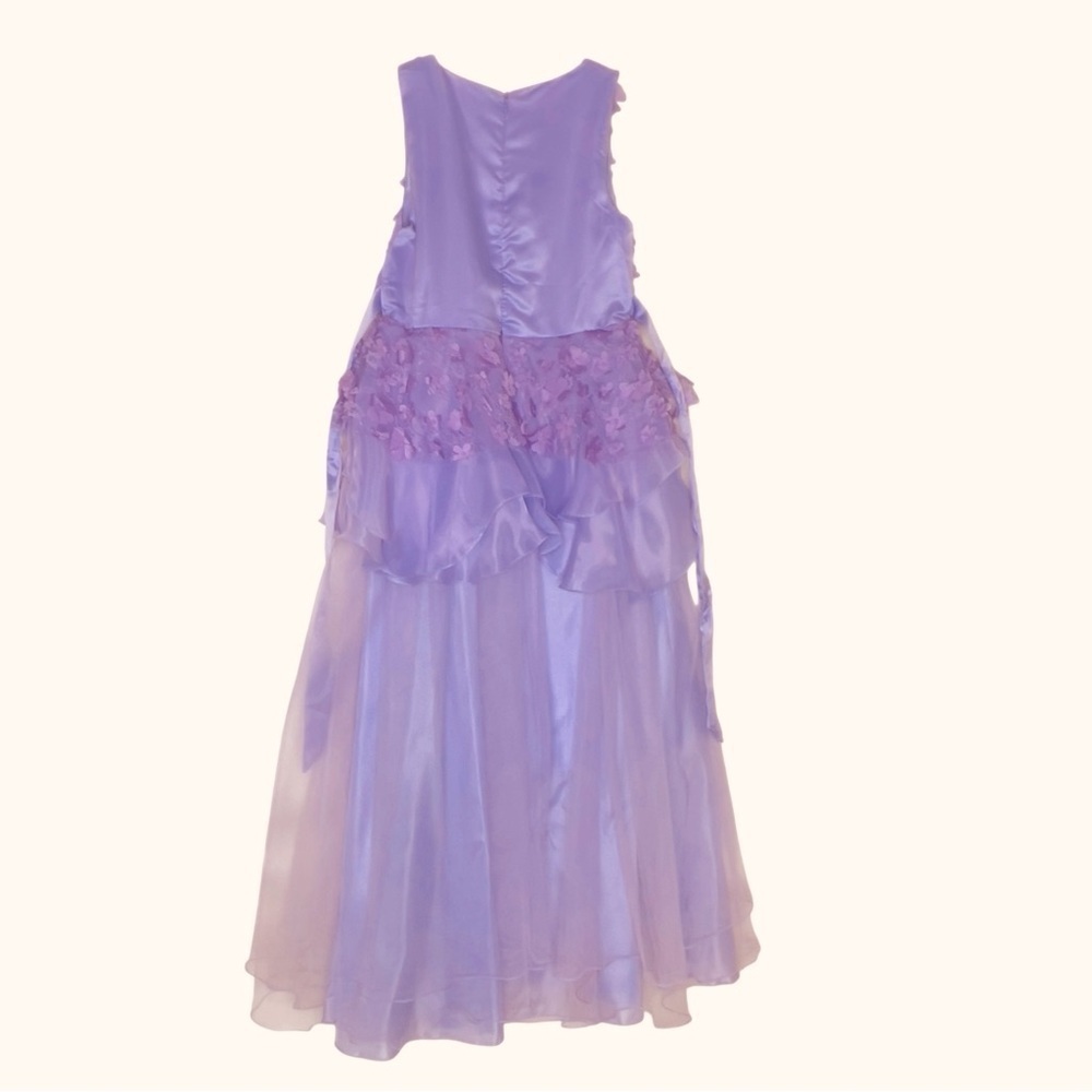 Girls Lilac 3D Floral Tulle Ball Gown – Size 12 Formal Dress - Picture 2 of 16